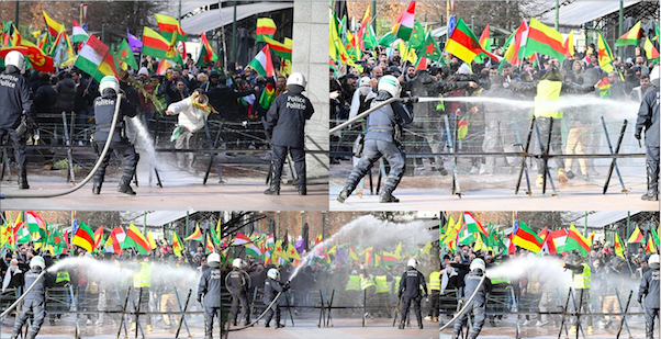 Brüksel’de YPG/SDG provokasyonuna polis duvarı