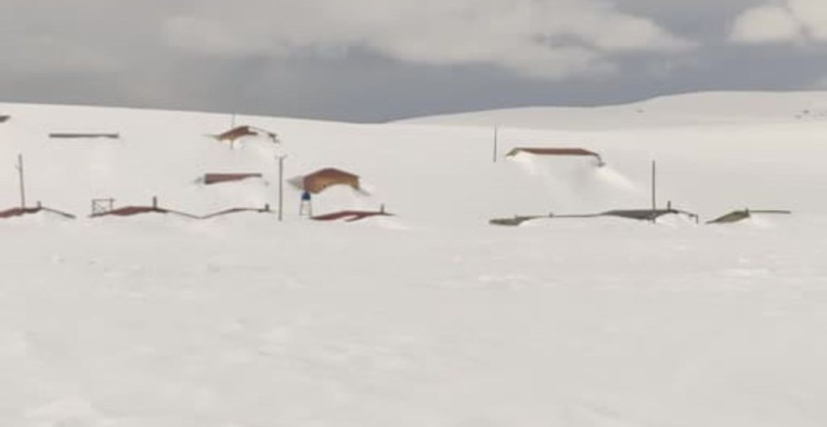 Bülbülan Yaylası'nda Kar Altındaki Evler