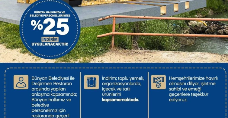 Bünyan Belediyesi'nden Halkına Önemli İndirim