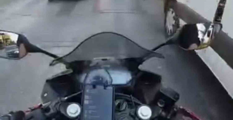 Bursa'da kör noktada kalan yayaya motosiklet çarptı, kaza anı kask kamerasında yer aldı