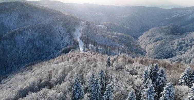 Çam Dağı'ndaki Kış Manzarası Havadan Görüntülendi