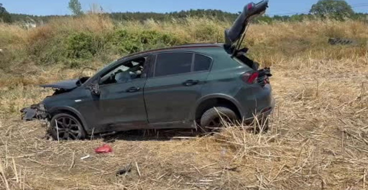 Çan’da otomobil tarlaya uçtu: 2 yaralı