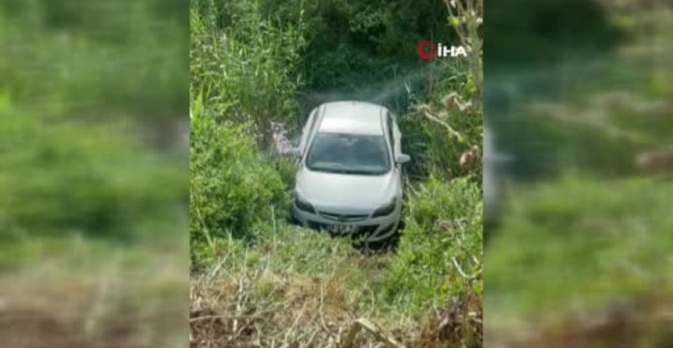 Çerkezköy'de yokuşta kayarak dereye düşen otomobilin sürücüsü kurtuldu