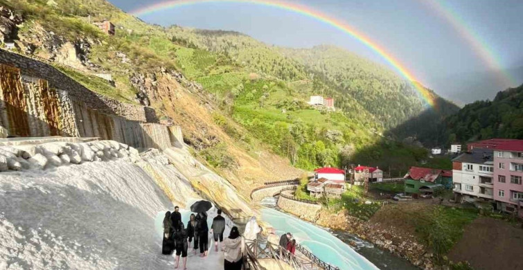Çift Gökkuşağı Göksu Travertenleri'nde Görücüye Çıktı