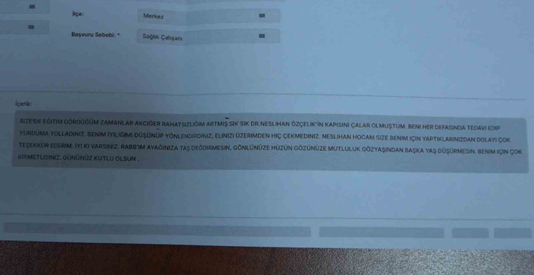 CİMER Üzerinden Gelen Teşekkür Mesajı Sağlık Çalışanlarını Mutlu Etti