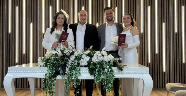 Çocukluk arkadaşları aynı gün evlenip, birbirlerinin nikâh şahidi oldu