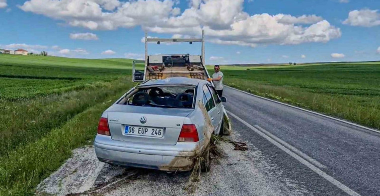 Çorum'da Takla Atan Otomobil