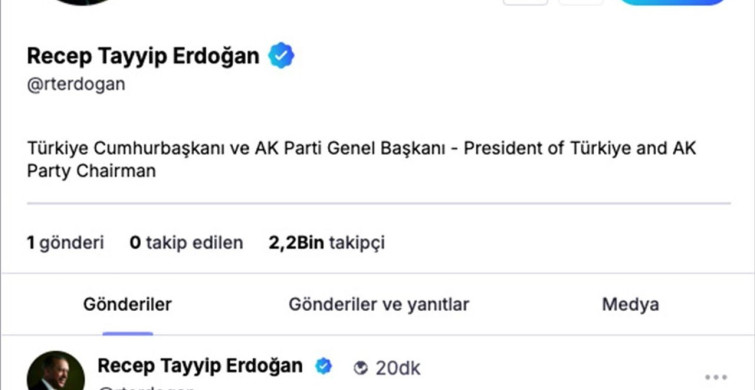 Cumhurbaşkanı Erdoğan'dan NSosyal Üzerinden İlk Paylaşım
