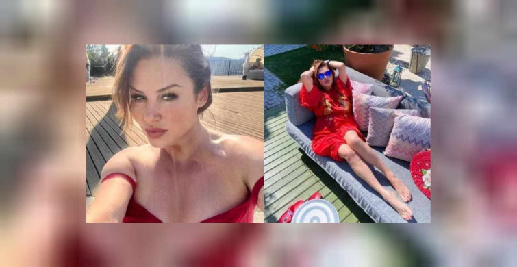 Deniz Seki kırmızı mayosu ile tatil sezonunu açtı. Cesur pozu ile 'akşam güneşi kime vuruyordu' paylaşımı