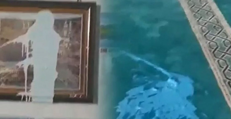 Denizli'de Camiye Çirkin Saldırı! Halıları Boyadılar, Avizelere Zarar Verdiler