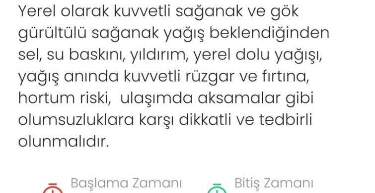 Denizli'de Şiddetli Yağış ve Fırtına Uyarısı