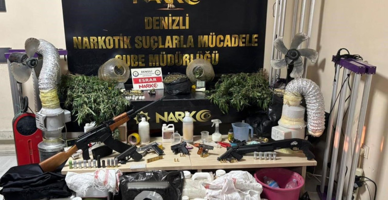 Denizli'de silah ve kenevir yetiştirme ekipmanları ele geçirildi