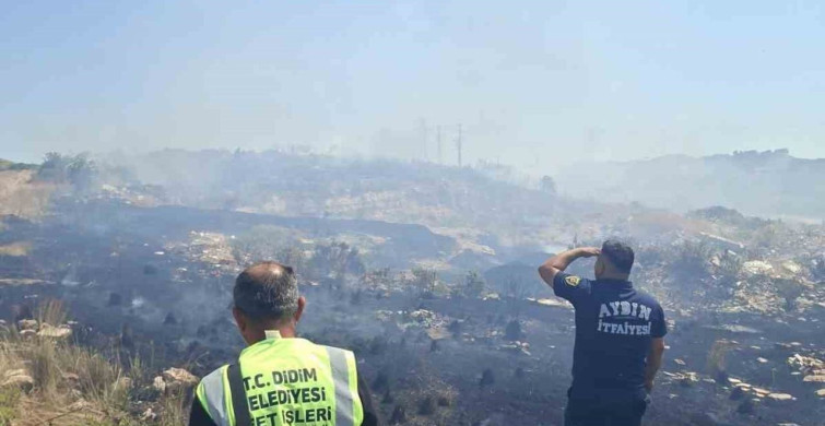 Didim belediyesinden arazi yangınına tanker desteği