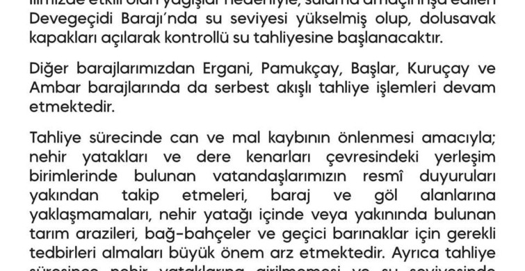 Diyarbakır'daki Barajlarda Su Tahliyesi Başladı