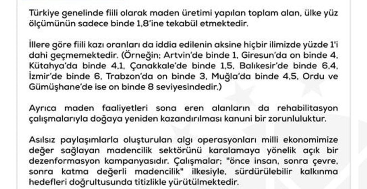 DMM'den Türkiye'deki Maden İddialarına Yanıt