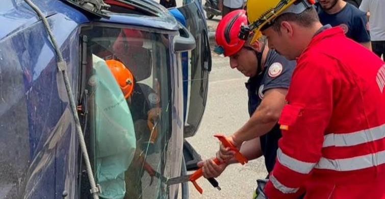 Dörtyol'da takla atan otomobilin sürücüsü yaralandı
