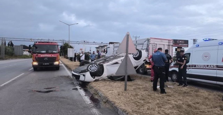 Dörtyol'da takla atan otomobilin sürücüsü yaralandı