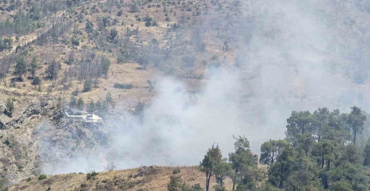 Dursunbey'deki orman yangınına müdahale ediliyor