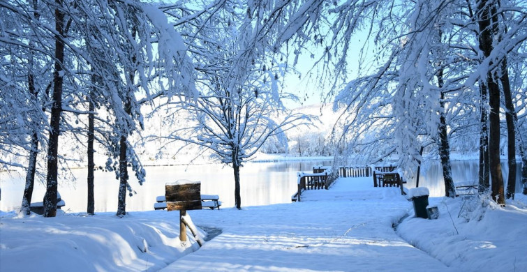Düzce Korugöl Tabiat Parkı Kış Manzarasıyla Göz Kamaştırıyor