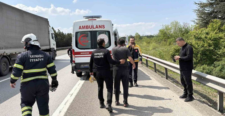 Düzce'de Cam Yüklü Tırda Yangın Paniği