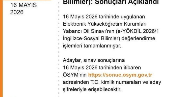 e-YÖKDİL 2026/1 Sonuçları Açıklandı