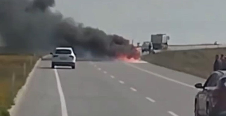 Edirne-Kırklareli Yolunda Yangın