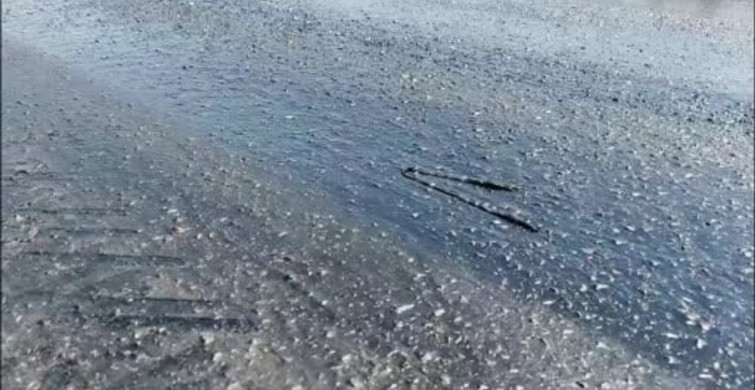Edirne’de aşırı sıcaklar asfaltı etkiledi, kum serildi