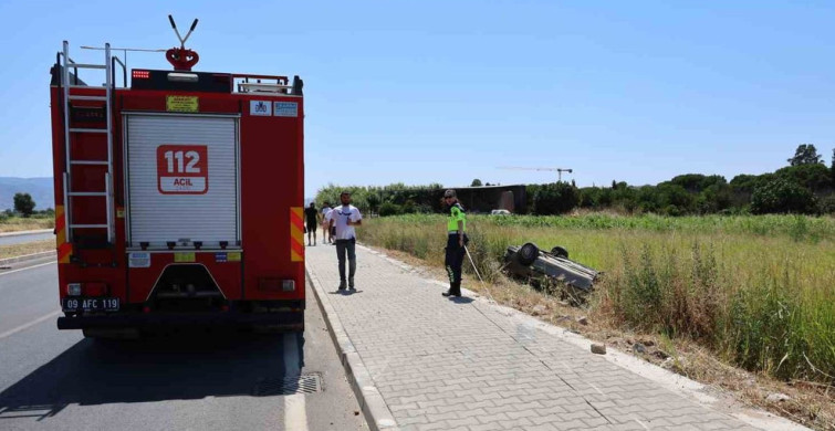 efeler'de hastaneye giden baba ve oğlu kazada yaralandı