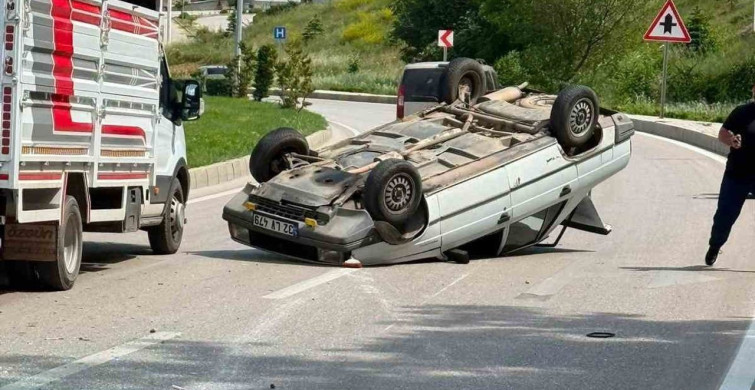 Eğirdir'de Kontrolden Çıkan Otomobil Takla Attı