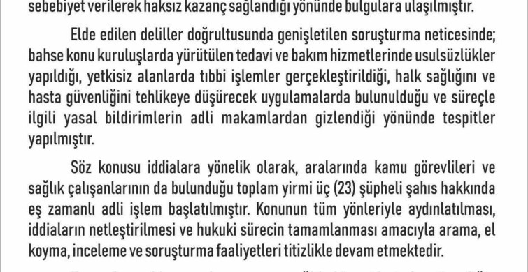 Elazığ'da Özel Sağlık Kuruluşlarına Operasyon Yapıldı