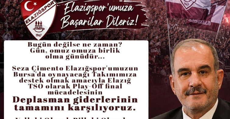 Elazığspor'un Deplasman Giderleri Elazığ TSO Tarafından Karşılanıyor