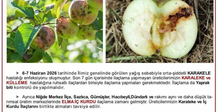 Elma Üreticilerine Hastalık Uyarısı