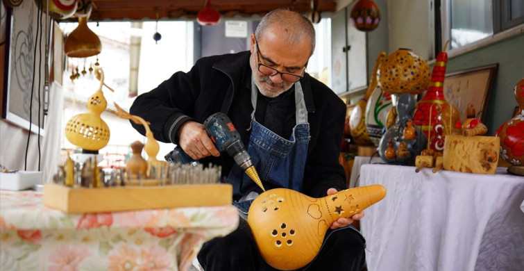 Emekli Öğretmenden Su Kabağı ile Sanat