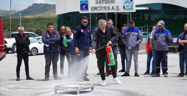 Erciyes AŞ personeline uygulamalı yangın eğitimi