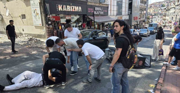 Ereğli'de motosikletin çarptığı yaya yaralandı