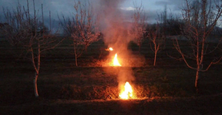 Erzincan'da Çiftçiler Don Tehlikesine Karşı Nöbet Tutuyor