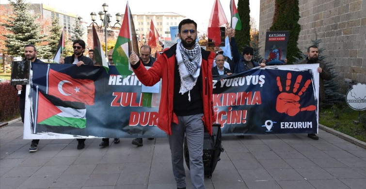 Erzurum'da 104 Haftadır Gazze'ye Destek Yürüyüşü