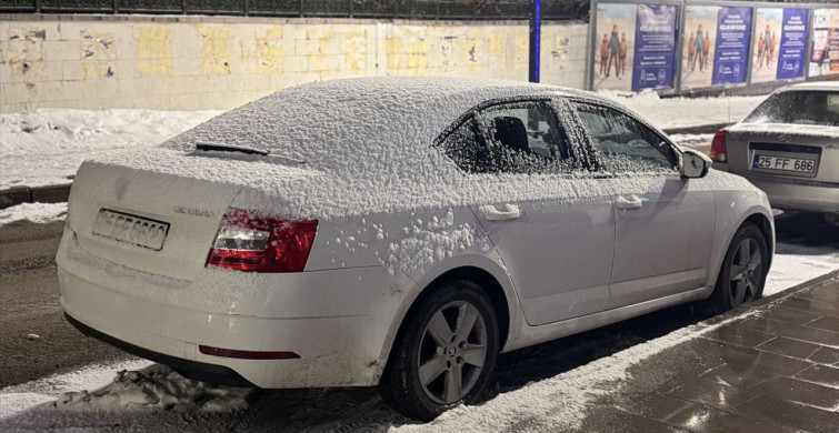 Erzurum'da Etkili Kar Yağışı