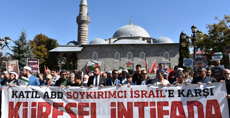 Erzurum'da Gazze İçin Yürüyüş Düzenlendi