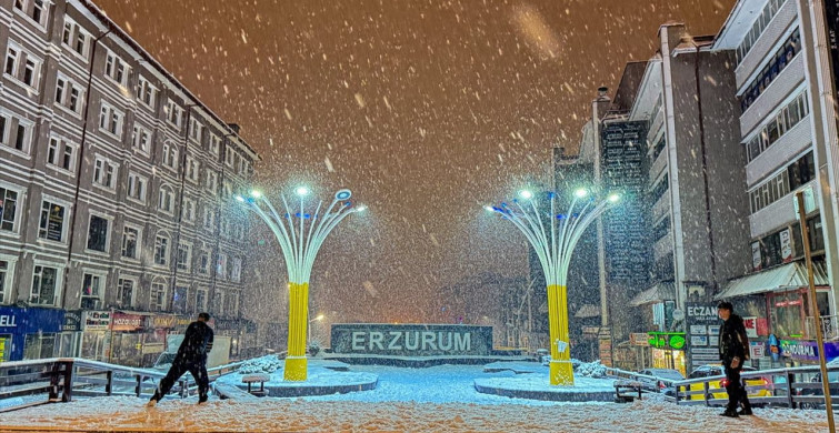 Erzurum'da Yoğun Kar Yağışı Etkili Oluyor