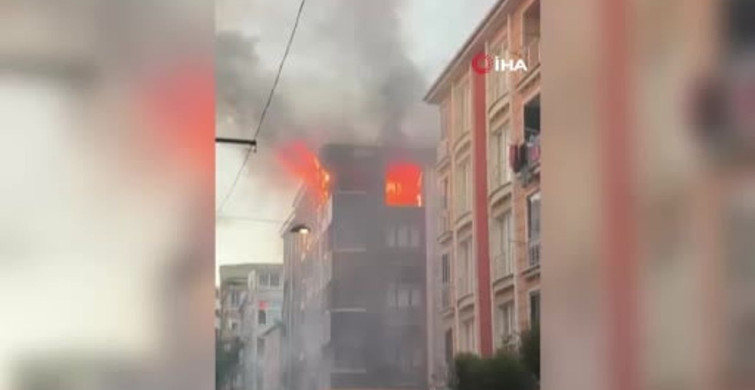 Esenler'de 4 katlı binada yangın çıktı, çatıya sirayet etti
