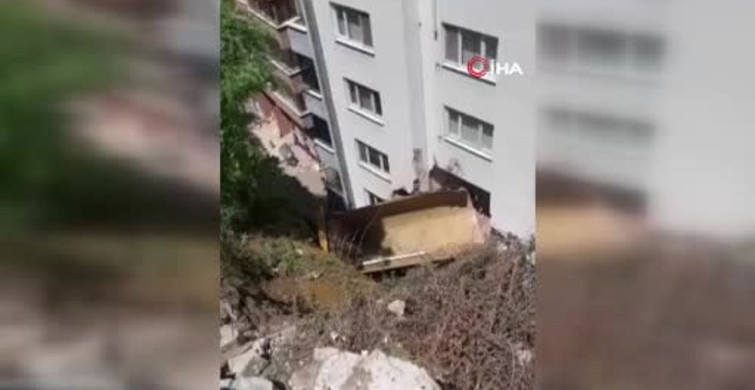 Freni boşalan kamyon apartman ile duvar arasına girdi: 2 daire zarar gördü