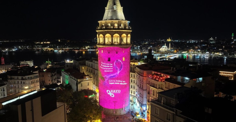 Galata Kulesi Meme Kanseri İçin Pembe Işıklandırıldı