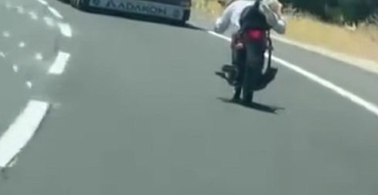 Gaziantep'te tehlikeli motosiklet yolculuğu dikkat çekti