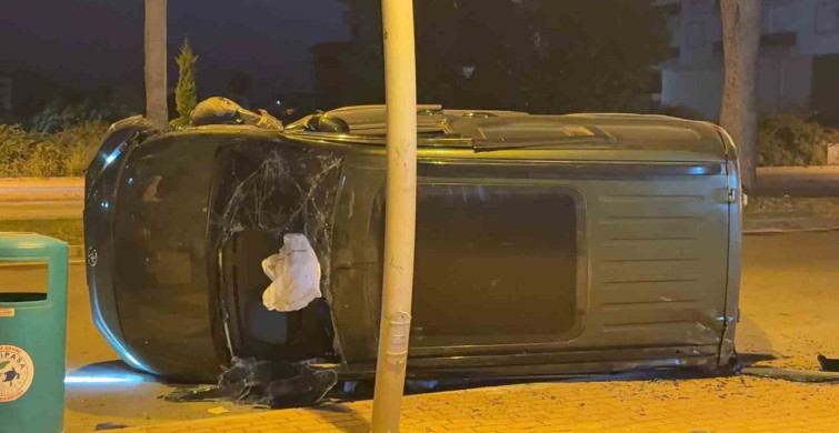 Gazipaşa'da Kontrolden Çıkan Araç Takla Attı