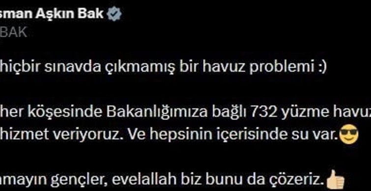 Gençlik ve Spor Bakanı Bak'tan Marmaris'teki Havuz Sorununa Tepki