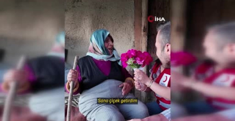 Gölbaşı Gölü'ndeki 93 yaşındaki kadına Kızılay'dan yardım ulaştırıldı