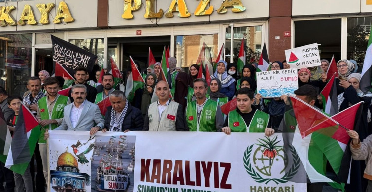 Hakkari ve Bitlis'te Küresel Sumud Filosu'na Destek Gösterileri