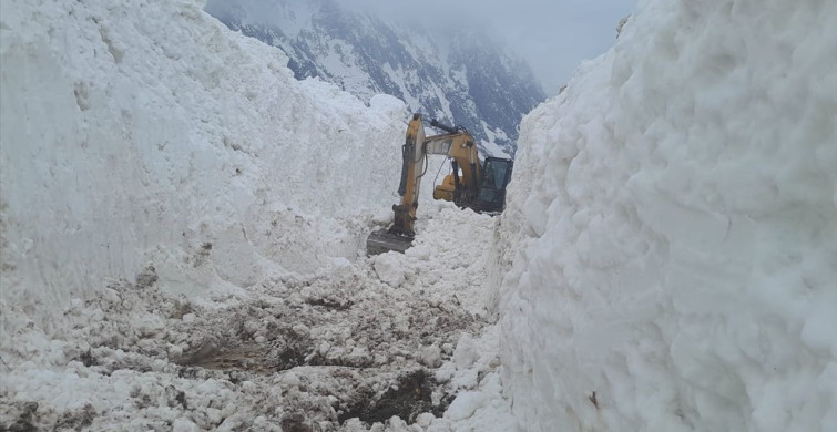 Hakkari'de Çığ Nedeniyle Kapalı Köy Yolu İçin Çalışmalar Başlatıldı