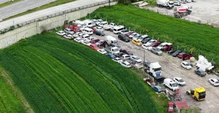 Havza'da Sel Felaketi Sonrası Araç Mezarlığı Görüntüsü